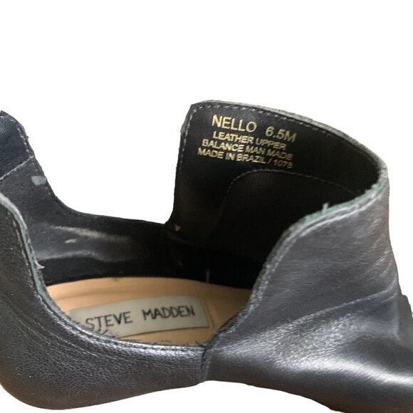 Steve Madden Nello Leather Open Toe Bootie Stack Heel 6.5M Black 135E - Picture 6 of 8